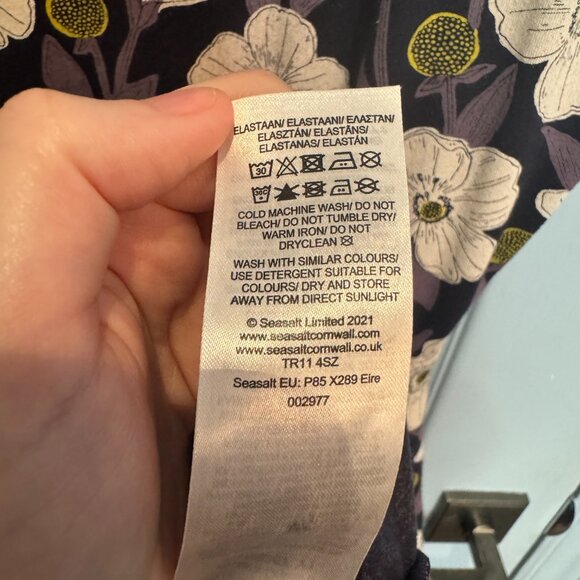Seasalt Cornwall Riviera II Dress Size US 8 Organic Cotton Black Purple Floral - Picture 15 of 15